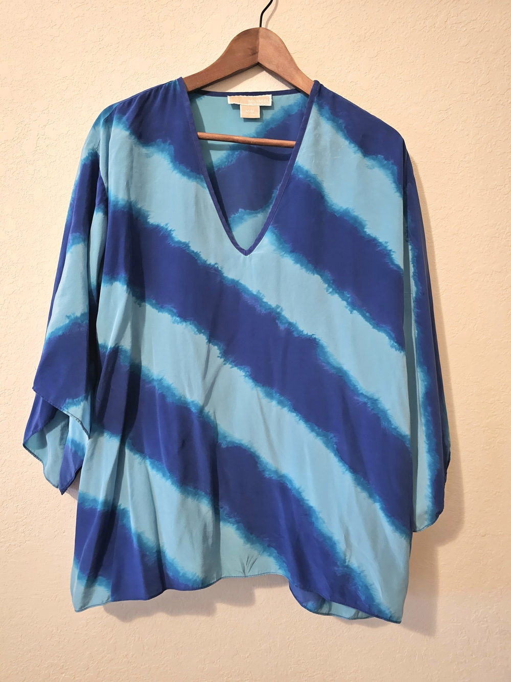 Michael Kors Blue and Teal Diagonal Stripe Tunic